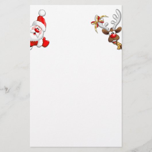 Santa en Reindeer Merry Christmass Happy Cartoon Briefpapier (Voorkant)