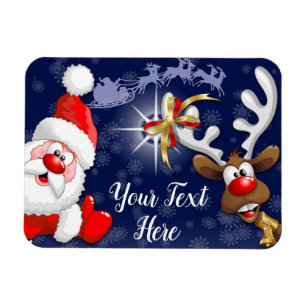 Santa en Reindeer Merry Christmass Happy Cartoon Magneet
