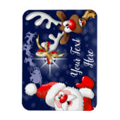Santa en Reindeer Merry Christmass Happy Cartoon Magneet (Verticaal)