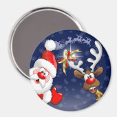 Santa en Reindeer Merry Christmass Happy Cartoon Magneet (Voorkant / Achterkant)