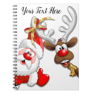 Santa en Reindeer Merry Christmass Happy Cartoon Notitieboek