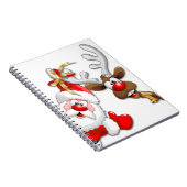 Santa en Reindeer Merry Christmass Happy Cartoon Notitieboek (Rechterzijde)