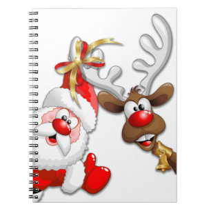 Santa en Reindeer Merry Christmass Happy Cartoon Notitieboek