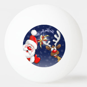 Santa en Reindeer Merry Christmass Happy Cartoon Pingpongballen