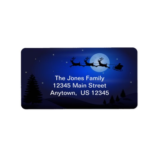 SANTA EN REINDEER SILHOUETTE CUSTOM ETIKET (Voorkant)
