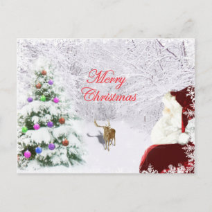 Santa en rendier briefkaart