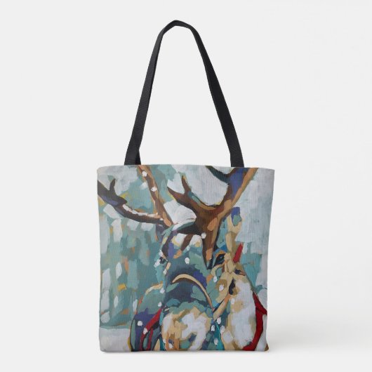 Santa en Rendier Dubbelzijdig Stevig Canvas Tas (Achterkant)