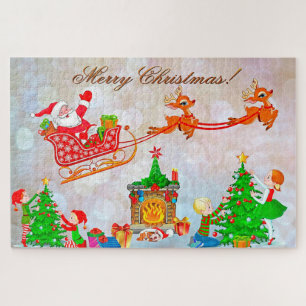 Santa en rendier legpuzzel