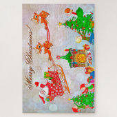 Santa en rendier legpuzzel (Verticaal)