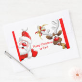 Santa en rendier rechthoekige sticker (Envelop)