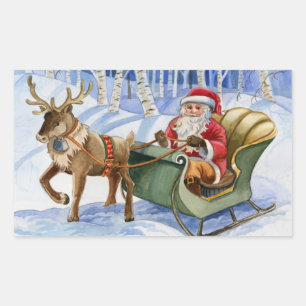 Santa en Rendier Sleigh Stickers