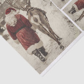 Santa en Rendier terug naar de schuur Tissuepapier (Detail)