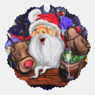 Santa en rendieren Funny Christmas Ornament Kaart