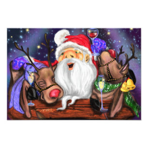 Santa en rendieren Funny Christmas Poster