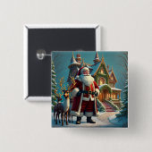 Santa en rendierplein Button (Voorkant /achterkant)