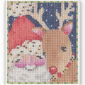 Santa en Rudolf Sticker (Voorkant)