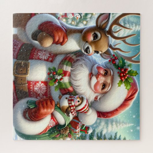 Santa en Rudolph Legpuzzel (Horizontaal)