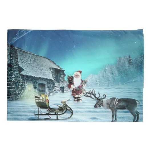 Santa en Rudolph met Sled Kussensloop (Achterkant)