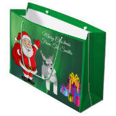 SANTA EN SCHNAUZER CUSTOM CHRISTMAS GIFT BAG GROOT CADEAUZAKJE (Voorkant Gekanteld)