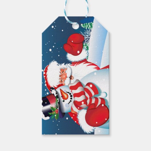 Santa en Showman Gift Label Cadeaulabel (Voorkant)