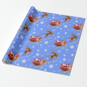 Santa- en Slaappapier. Matt blue Cadeaupapier
