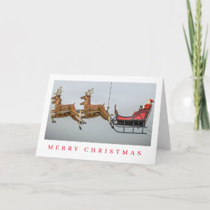 Santa en slee beeldje uitzicht kerstkaart feestdagen kaart