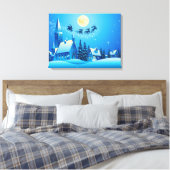 Santa en Sleigh Canvas Afdruk (Insitu (Slaapkamer))