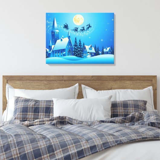 Santa en Sleigh Canvas Afdruk (Insitu (Slaapkamer))