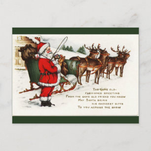 Santa en Sleigh met rendierlijk Briefkaart