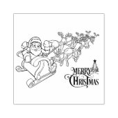 Santa en Sleigh Vrolijke Kerstmis Rubberstempel (Afrduk)