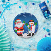 Santa en Snowman Papieren Bordje (Feest)