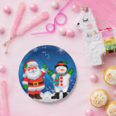 Santa en Snowman Papieren Bordje (Feest)