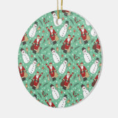 Santa en Snowmen Keramisch Ornament (Links)