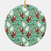 Santa en Snowmen Keramisch Ornament (Achterkant)