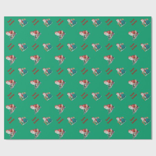 Santa en speelgoedartikelen voor kerstcadeautjes cadeaupapier (Vlak)