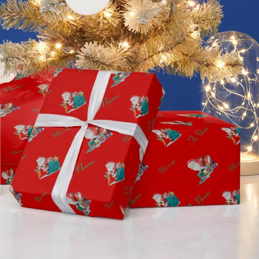 Santa en speelgoedartikelen voor kerstcadeautjes cadeaupapier (Feestdagen)