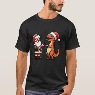 Santa en T Rex Dinosaur High Fiving Funny Kerstmis T-shirt