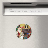 Santa en zijn Borzoi Magneet (Insitu (Vaatwasser))