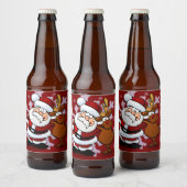 Santa en zijn favoriete rendier aangepaste bierfle bier etiket (Flessen)