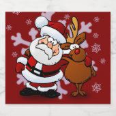 Santa en zijn favoriete rendier aangepaste bierfle bier etiket (Enkel label)