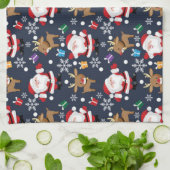 Santa en zijn favoriete rendierpatroon theedoek (Gevouwen)