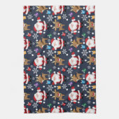 Santa en zijn favoriete rendierpatroon theedoek (Verticaal)