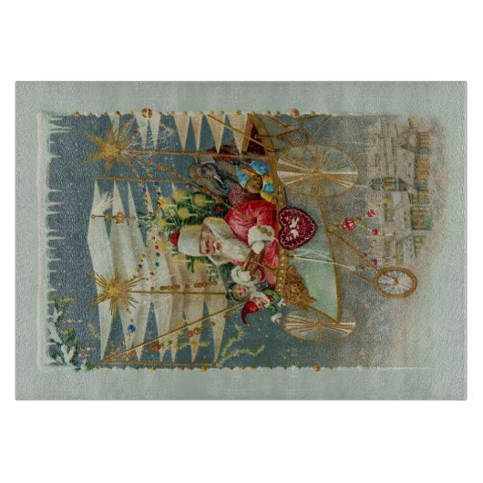 Santa en zijn geweldige vliegmachine snijplank (Voorkant)