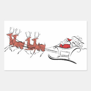 Santa en zijn slee rechthoekige sticker