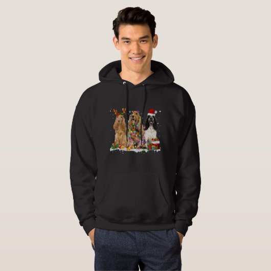 Santa Engels Cocker Spaniel Hond Rendier Kerstmis Hoodie (Voorkant volledig)