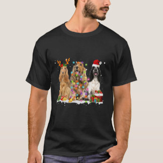 Santa English Cocker Spaniel Dog Reindeer Christma T-shirt