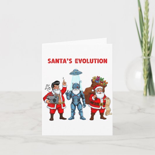 Santa Evolution Robot Clic Future Funny Christmas Kaart (Voorkant)