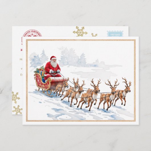 Santa Express Briefkaart voor kinderen (Voorkant / Achterkant)