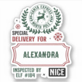 Santa Express levering voor (aangepaste naam) cade Sticker (Voorkant)