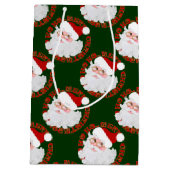 Santa Face Circles Green-Gift Bag M Medium Cadeauzakje (Achterkant)